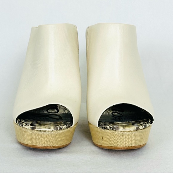 SAM EDELMAN Kylie Cream Leather Platform Espadrille style wedge heels, Size 7 - Picture 3 of 16